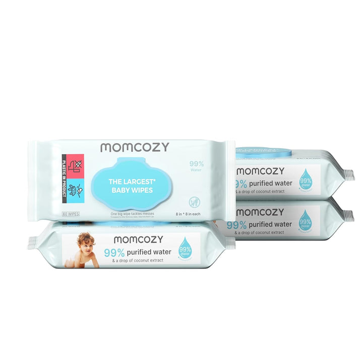 Momcozy Water Wipes-Extra Large Size Design - 240 Count (4 packs)