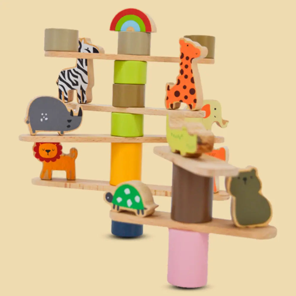 Playbox Wooden Zoo Tower Balancing Activity Toy
