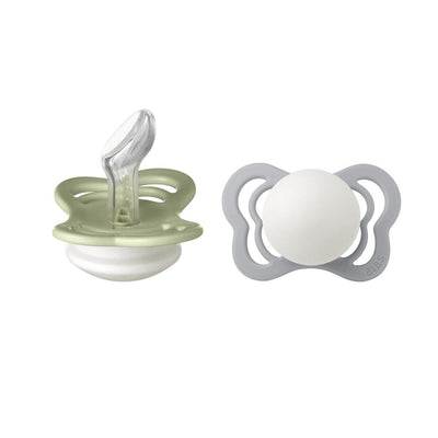 BIBS Glow in the Dark Silicone Orthodontic Nipple Pacifier Size 1 - Pack of 2 (Couture) - Sage & Cloud