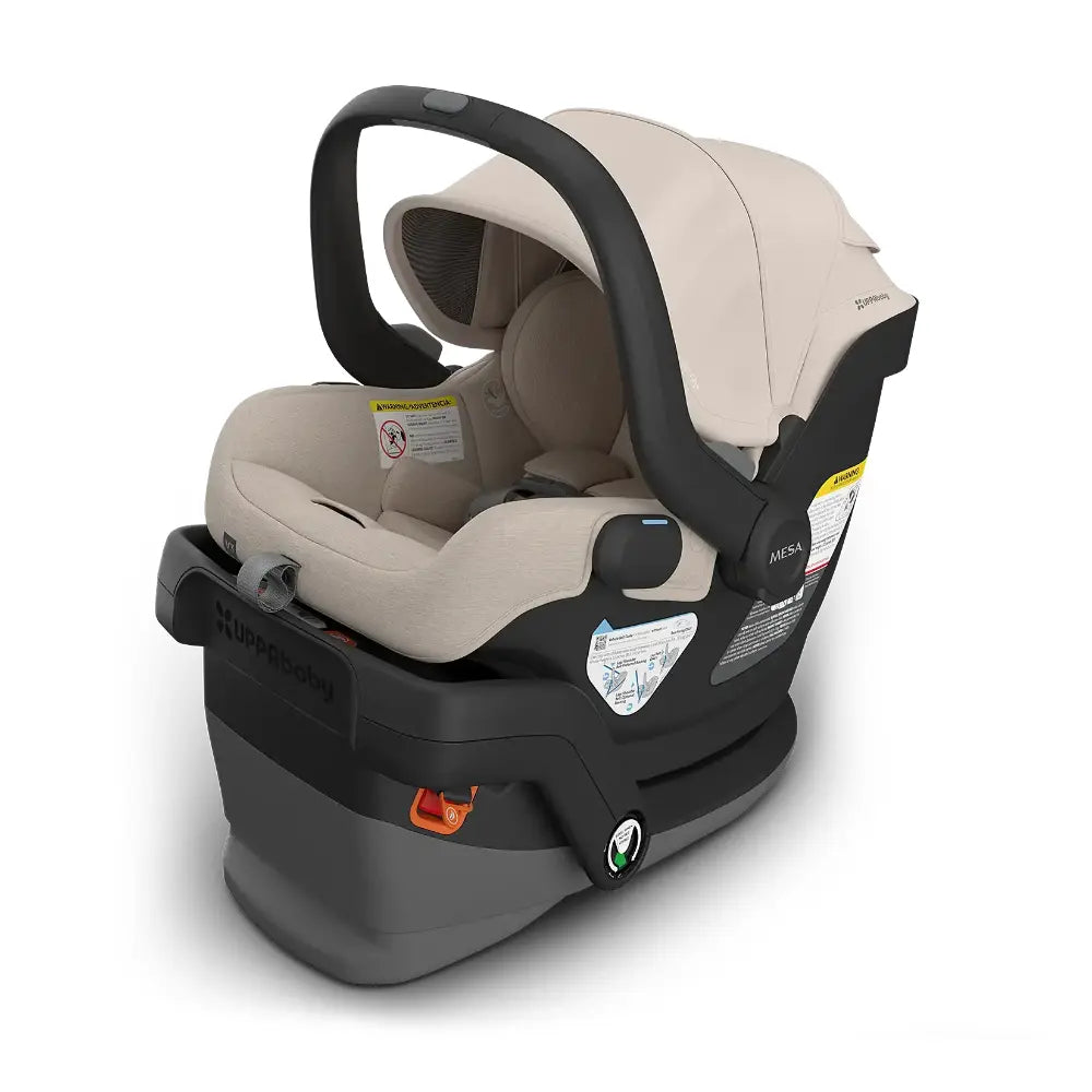UPPAbaby Mesa V3 Newborn Car Seat with Safety Base, Rear Facing for Infants, Easy Installation, Carry Handle with Sun Canopy, Suitable from Birth - Ada/Sandstone