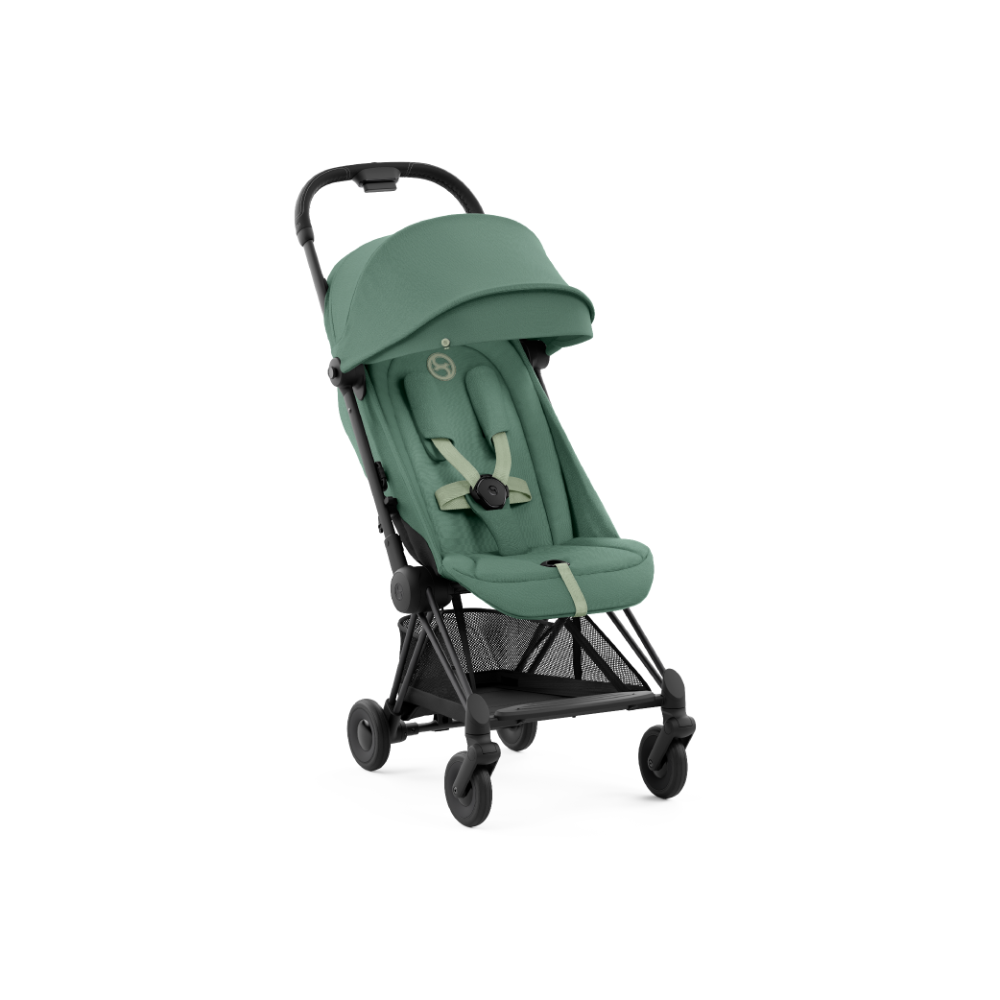 Cybex COYA Compact Travel Friendly Stroller - Leaf Green, Matt Black Frame