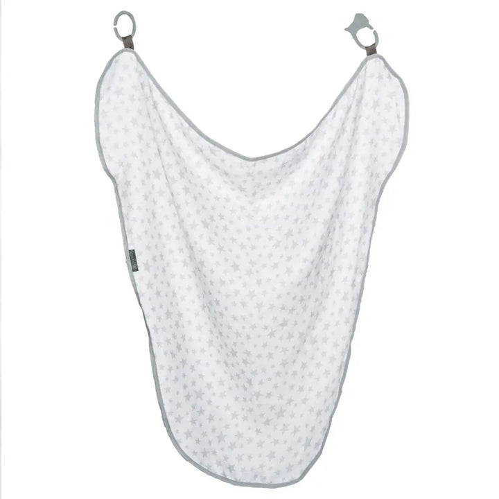 Cheeky Chompers 6-in-1 Muslin Breastfeeding Cover &amp; Teething Cloth, Bamboo &amp; Organic Cotton, Multi-Use Baby Essential with Silicone Teething Rings, Lightweight &amp; Breathable, Newborn+ - Silver Stars