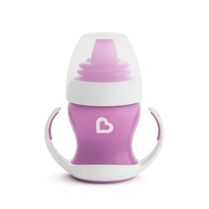 Munchkin Gentle Transition Cup with Soft Silicone Spout &amp; Handles – Spill-Proof Sippy Cup, BPA-Free, 4oz, 4+ Months - Purple