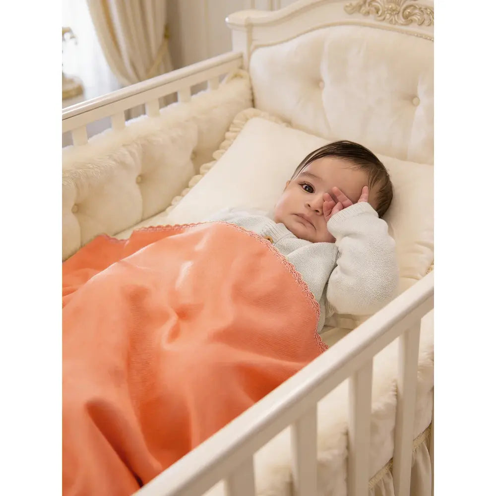 The Baby Trunk  Pure Cashmere Sunset Baby Blanket - Sunset Orange