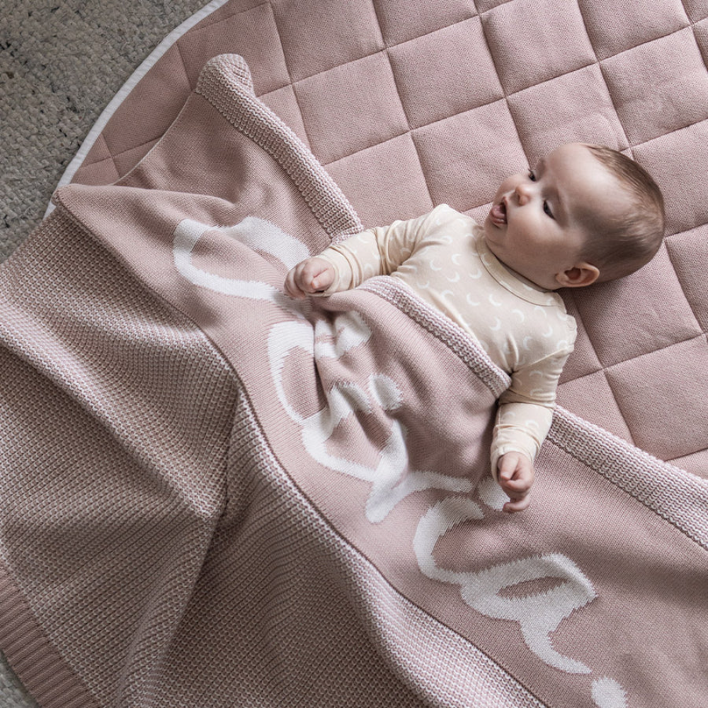 NamelyCo Chunky Two Tone Name Blanket - Ballet