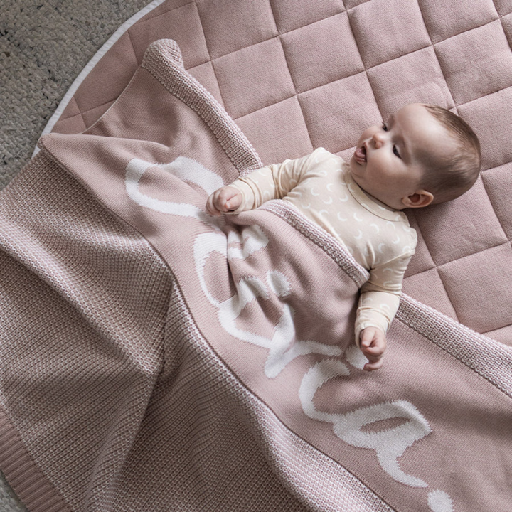 NamelyCo Chunky Two Tone Name Blanket - Ballet