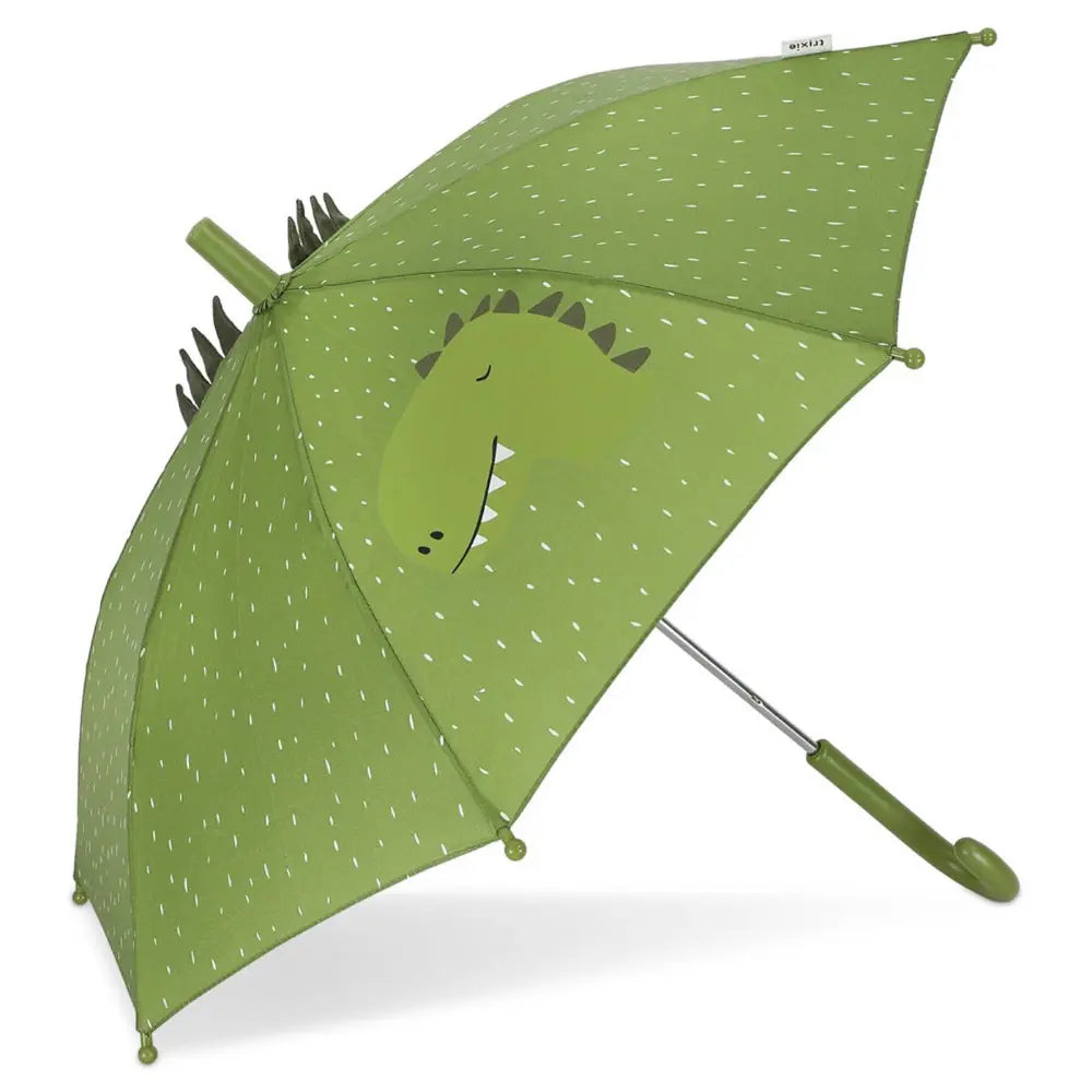 Trixie Kids Umbrella | Lightweight 100% Recycled Polyester Rain Umbrella with Child-Safe Sliding System &amp; Aluminium Frame | 3 Years Onwards | Mr. Dino