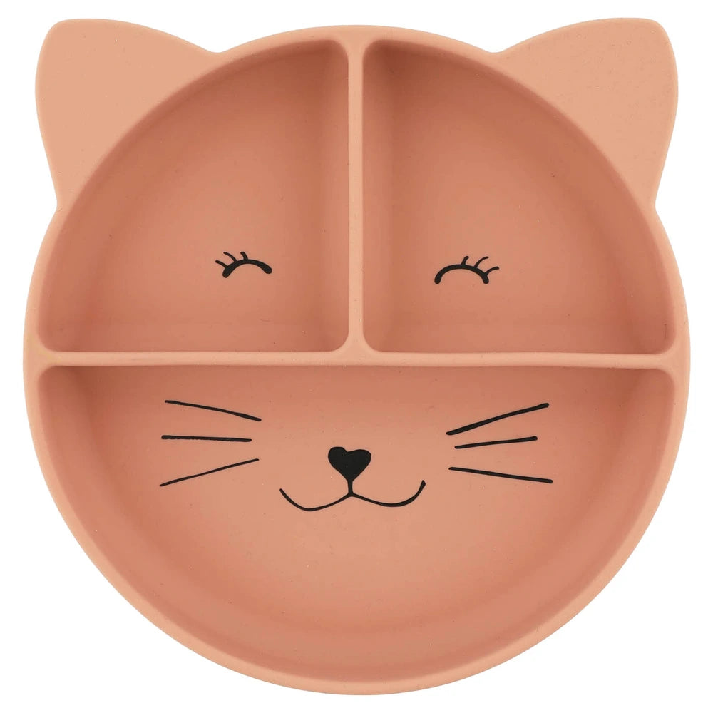 Trixie Silicone Divided Suction Plate | 100% Food-Grade Silicone Plate with Stick &amp; Stay Base, Compartments &amp; Easy-Clean Design | 4 Months Onwards | Mrs. Cat