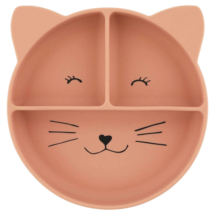 Trixie Silicone Divided Suction Plate | 100% Food-Grade Silicone Plate with Stick &amp; Stay Base, Compartments &amp; Easy-Clean Design | 4 Months Onwards | Mrs. Cat