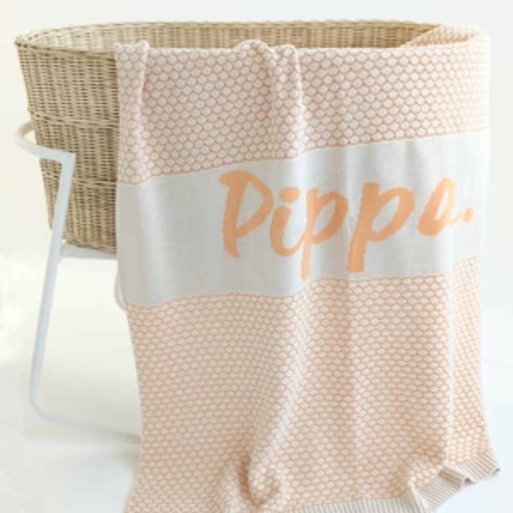 NamelyCo Chunky Bubble Name Blanket - Peach Fuzz