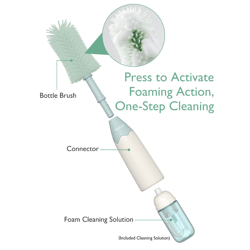 Momcozy Weaning Accessories Push-Press Design Bottle Brush Kit-Press Bubble Style Green