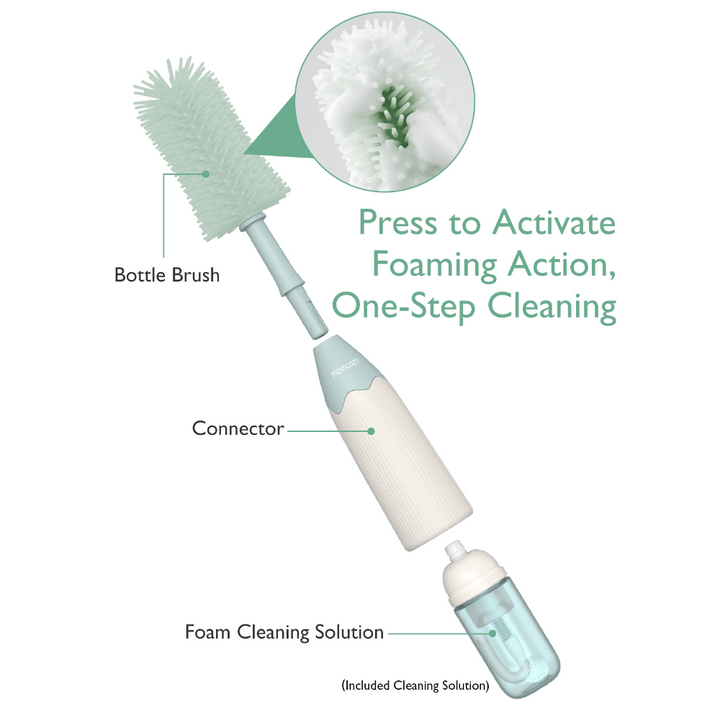 Momcozy Weaning Accessories Push-Press Design Bottle Brush Kit-Press Bubble Style Green