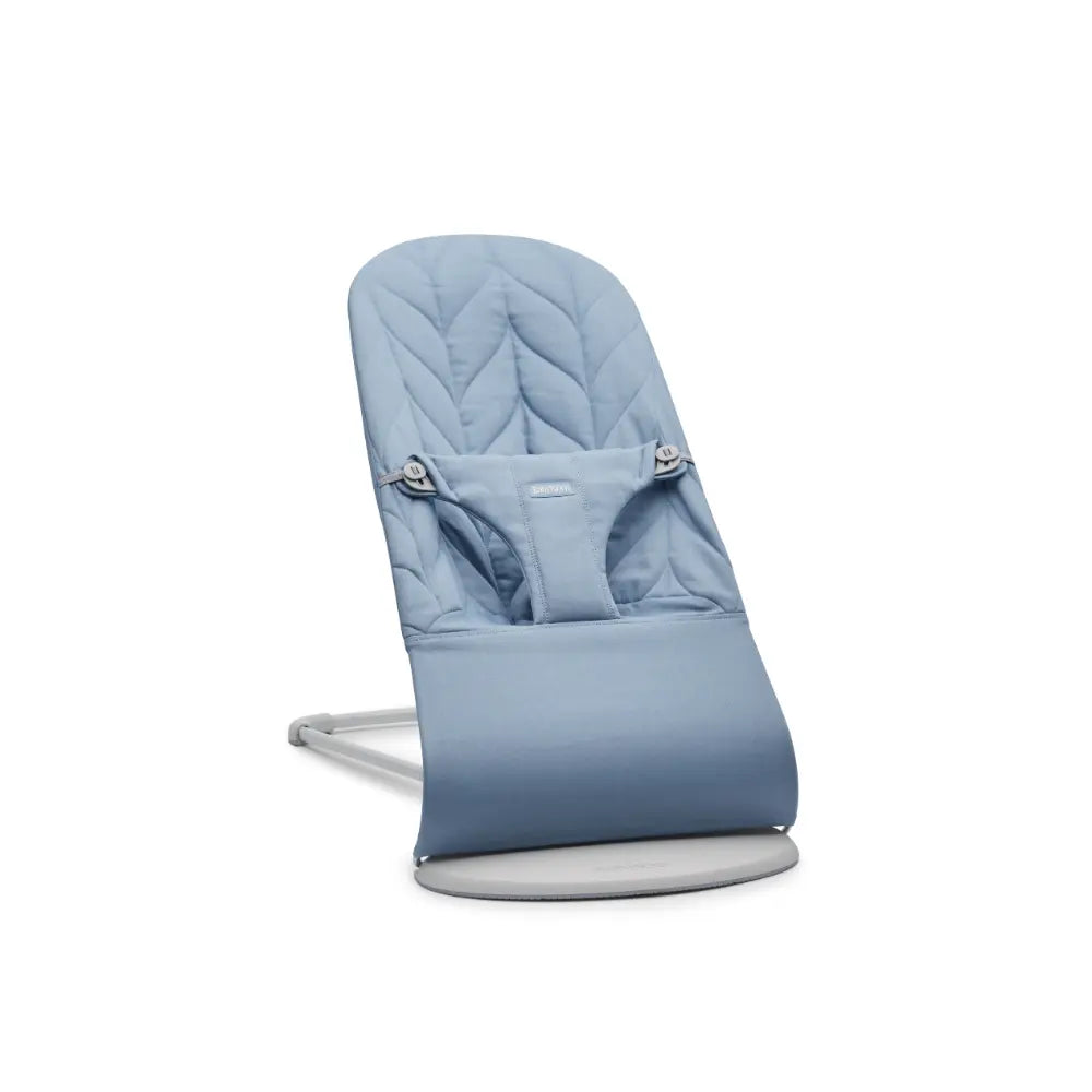 BabyBjorn Bliss Bouncer Quilted Fabric, Lightweight Ergonomic Baby Bouncer with Natural Rocking, Convertible to a Toddler Chair, Ergonomic design, Newborn to Toddler (0–2 Years) - Blue