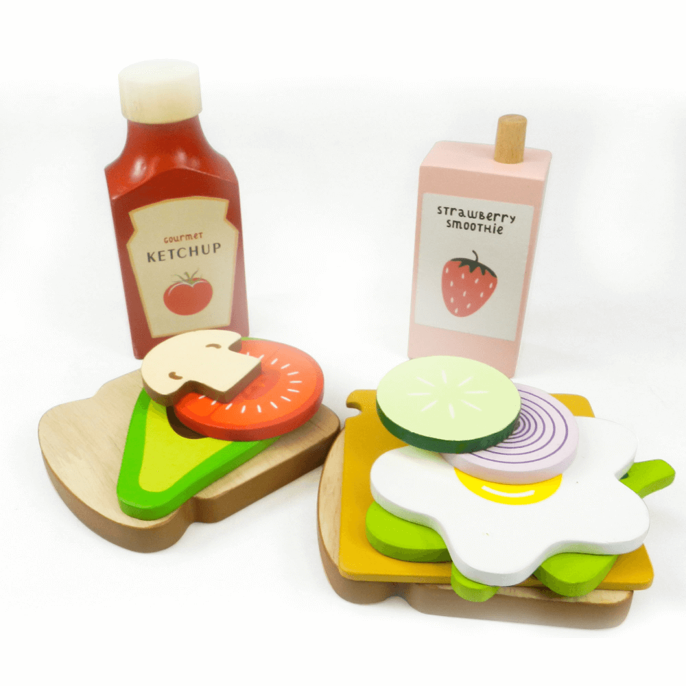 Playbox Toasty House Wooden Play Food - 13 Pcs