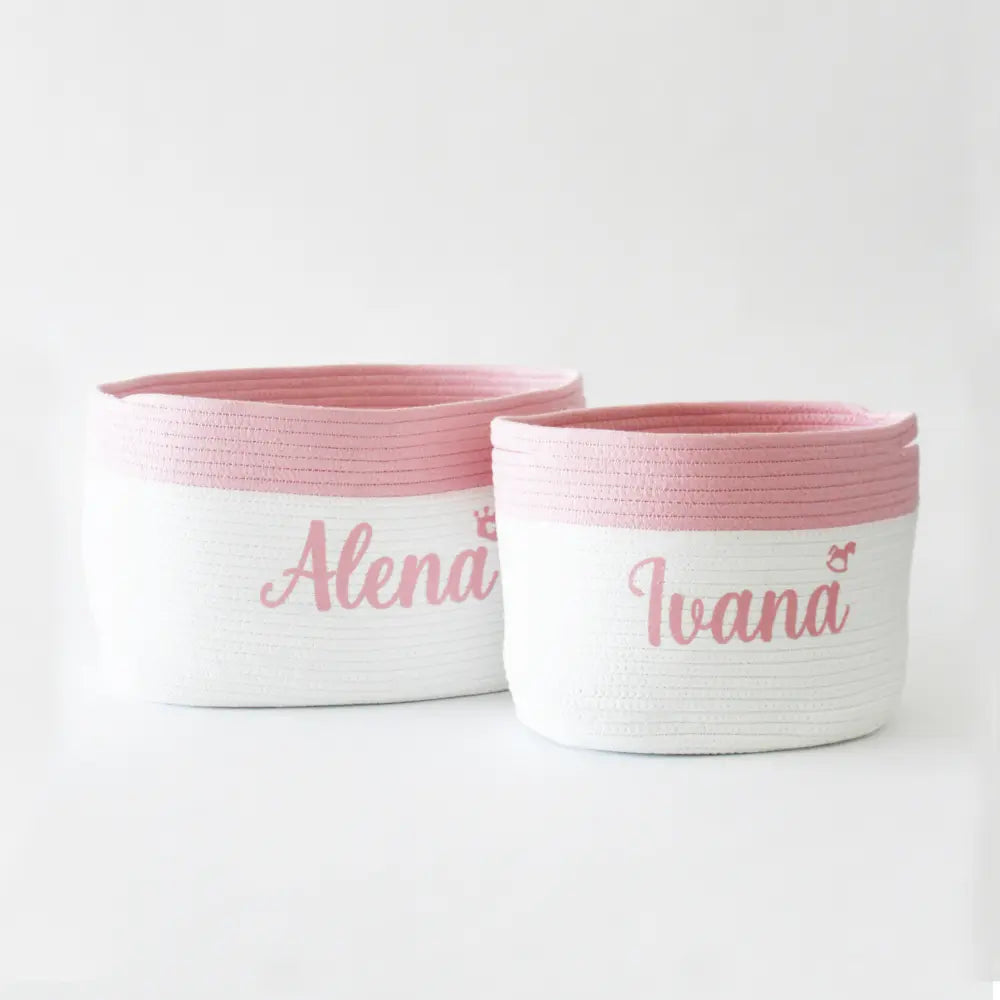 The Tiny Trove Personalized Storage Basket - Set of 2 - Pink