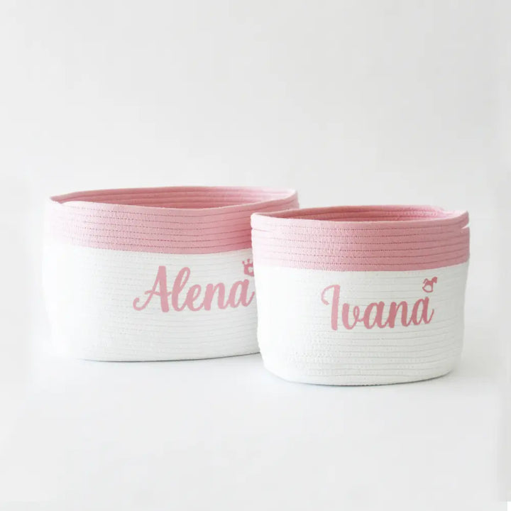 The Tiny Trove Personalized Storage Basket - Set of 2 - Pink