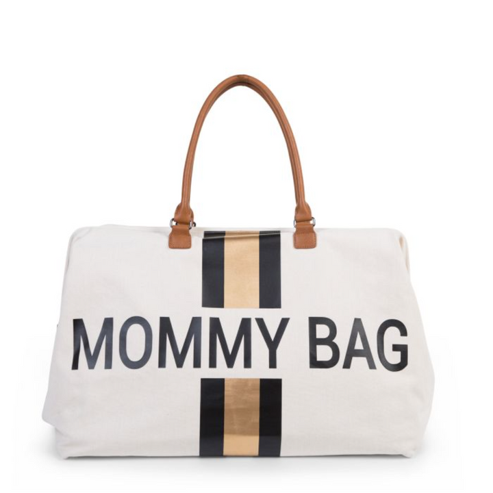 Childhome Mommy Bag Nursery Bag - Off White Stripes Black/Gold