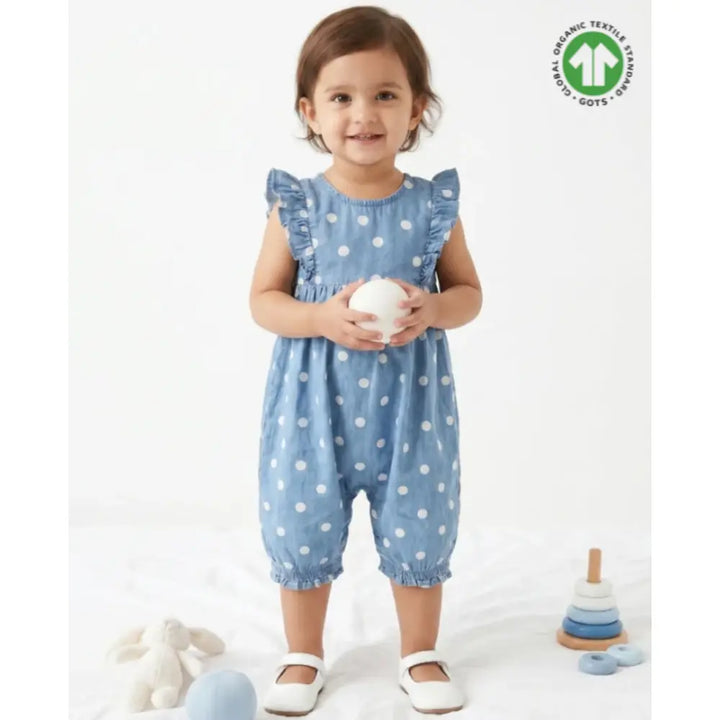 Sweetlime By As Daisy Dot Denim Romper - Blue