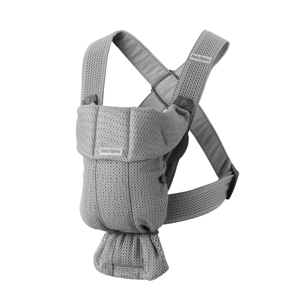 BabyBjorn Mini Baby Carrier, Soft &amp; Lightweight Mesh Fabric, 3 Carrying Positions, Ergonomic Hip and Head Support, Adjustable Waistbelt &amp; Cross Straps, Easy to Use, Birth to 12 Months (upto 11kg) - Grey