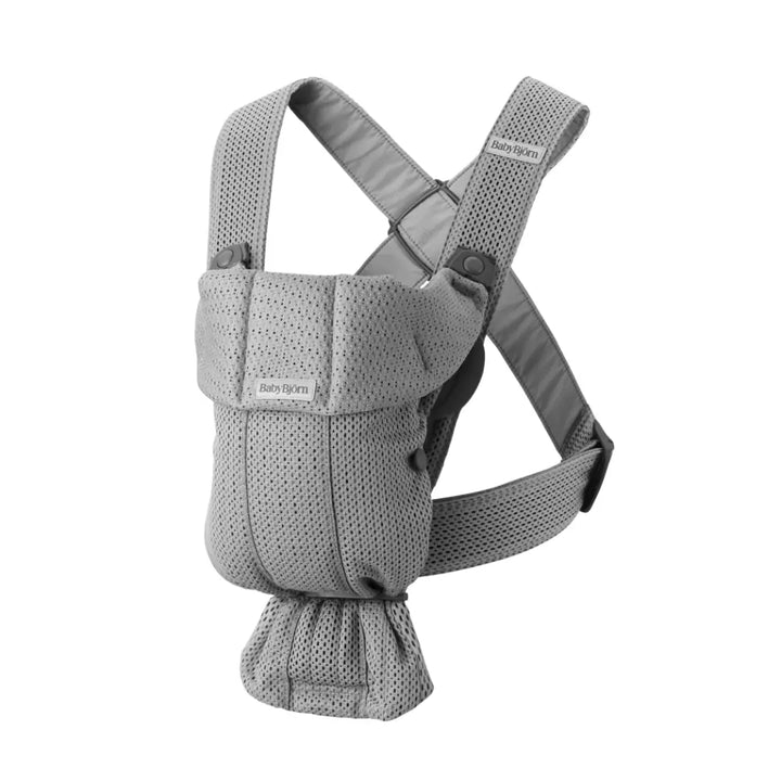 BabyBjorn Mini Baby Carrier, Soft &amp; Lightweight Mesh Fabric, 3 Carrying Positions, Ergonomic Hip and Head Support, Adjustable Waistbelt &amp; Cross Straps, Easy to Use, Birth to 12 Months (upto 11kg) - Grey