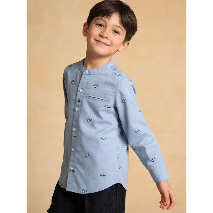 The Baby Trunk Unisex Happy Panda Band Collar Shirt | 2 to 4 Years