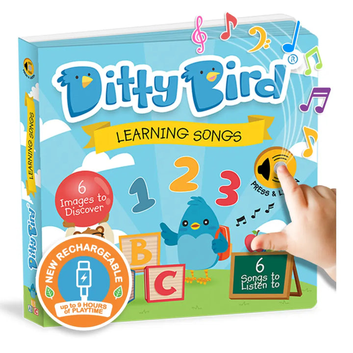 Ditty Bird Musical Book - Fun &amp; Interactive Nursery Rhyme Book for Toddlers, Baby Sound &amp; Music Book, 12M+, USB-C Rechargable - Learning Songs
