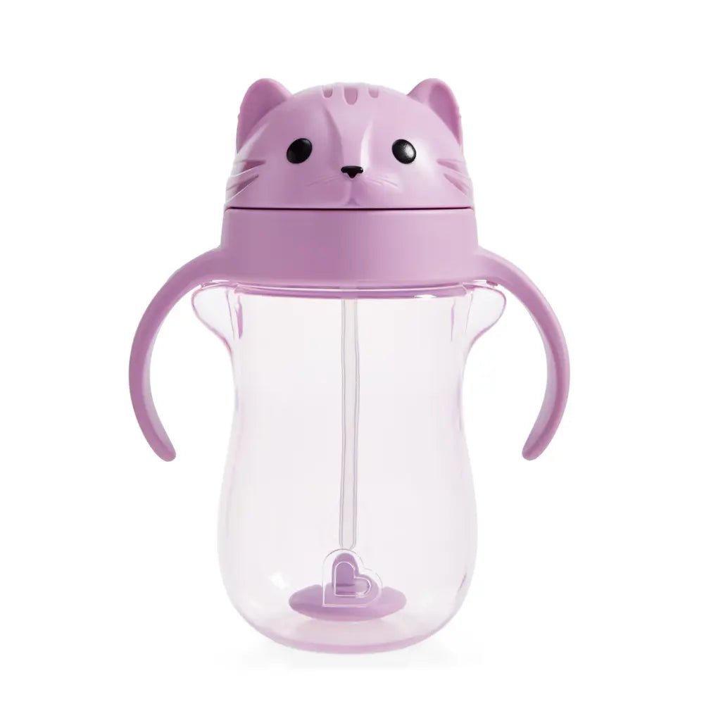 Munchkin Weighted Straw Cup with Handles – Spill-Proof Toddler Straw Cup with Click Lock Lid, Flip-Top Cover, BPA-Free, 10oz, 9+ Months - Purple