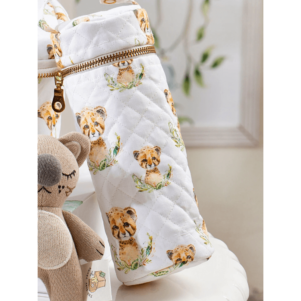 The Baby Trunk Leo Print Premium Cotton Bottle Cover (Small- 150Ml)