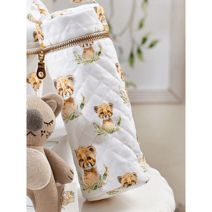 The Baby Trunk Leo Print Premium Cotton Bottle Cover (Small- 150Ml)