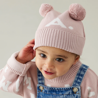 NamelyCo's Double Pom Pom Beanie - Ballet