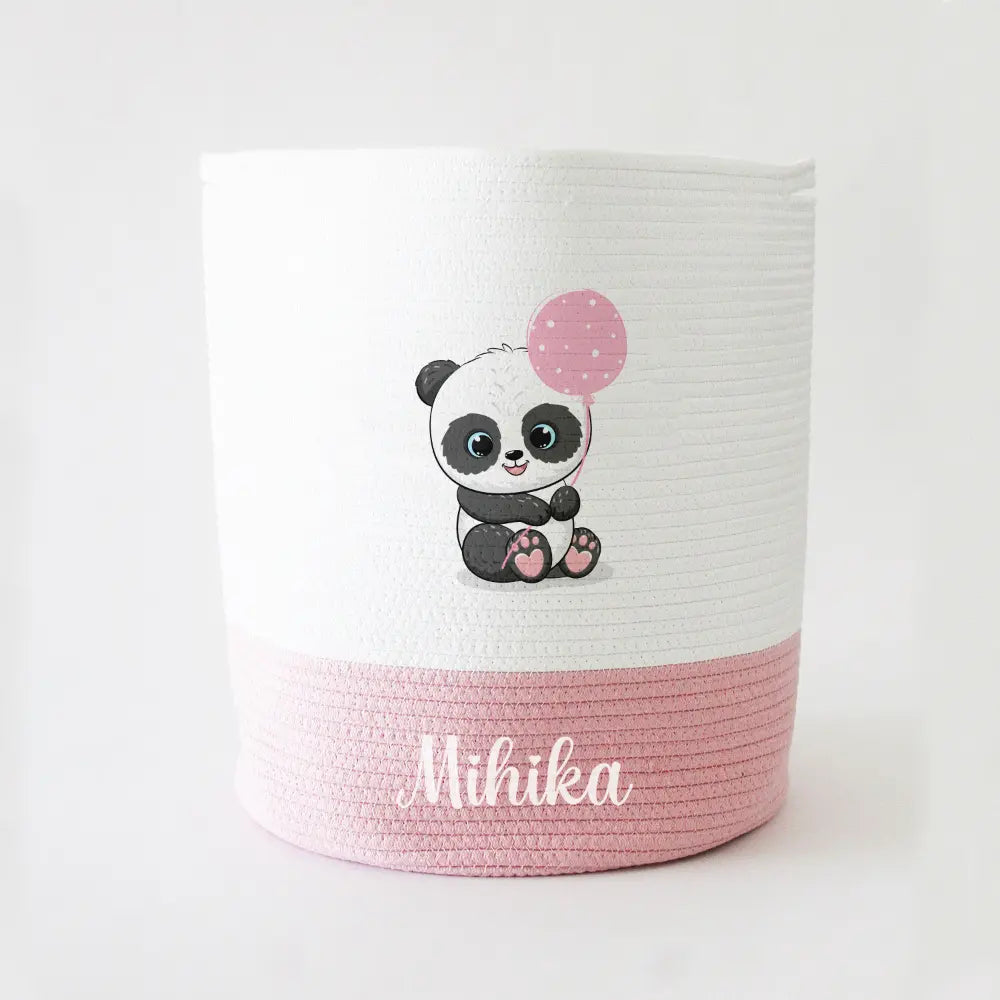 The Tiny Trove Storage Basket - Large - Panda Theme - Pink
