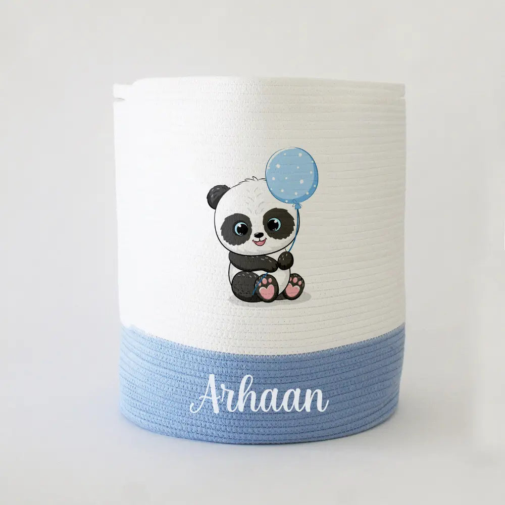 The Tiny Trove Storage Basket - Large - Panda Theme - Blue