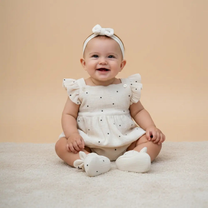 PureCloth.Co Organic Cotton Baby Romper for Girls - Polka