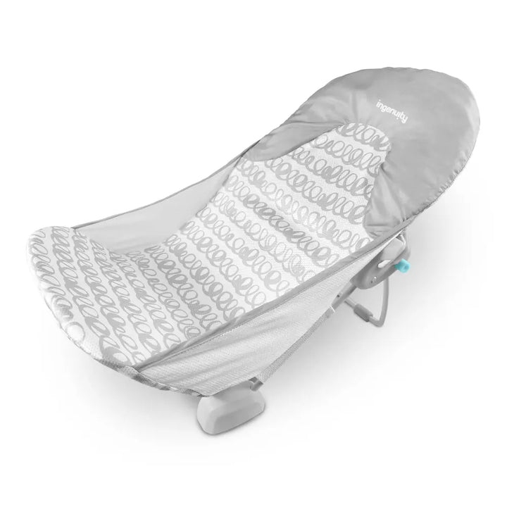 Ingenuity FoldAway 2-Position Baby Bath Bather with Mesh Sling &amp; Headrest, Grey, 0–6 Months (Upto 9 kgs)