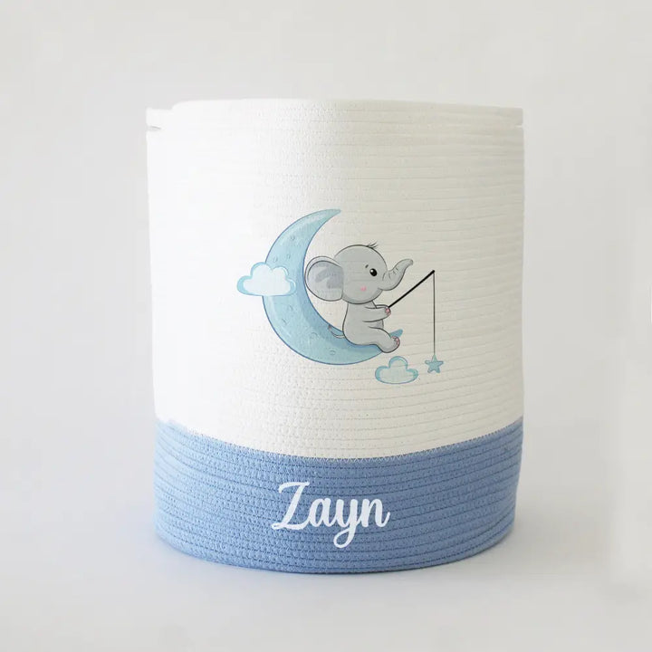 The Tiny Trove Personalized Storage Basket - Large - Ellie Theme - Blue