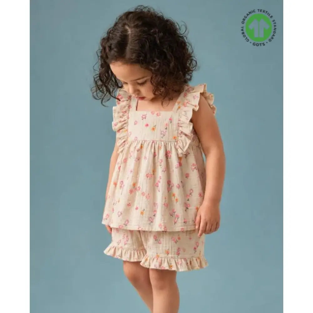 Sweetlime By As Bloomberry Petals Cotton Ruffle Summer Co-ord Set