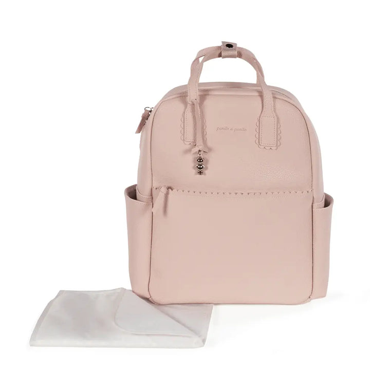 Pasito a Pasito Diaper Backpack with Changing Pad, Large Capacity Water-Resistant with Multi-Pocket Organizer, Insulated Bottle Pocket, Shoulder &amp; Stroller Straps, Icon Eco Leather - Rose