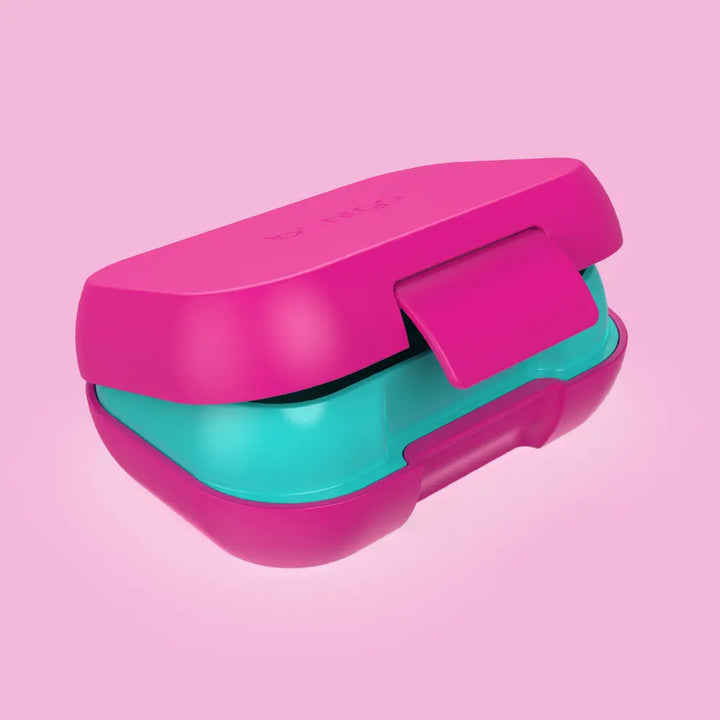 Bentgo Kids Leak-Proof Lunch Box with 2 Compartments, BPA-Free Bento Snack Box, Microwave, Dishwasher &amp; Freezer Safe, 355 ml - Fuchsia/Teal