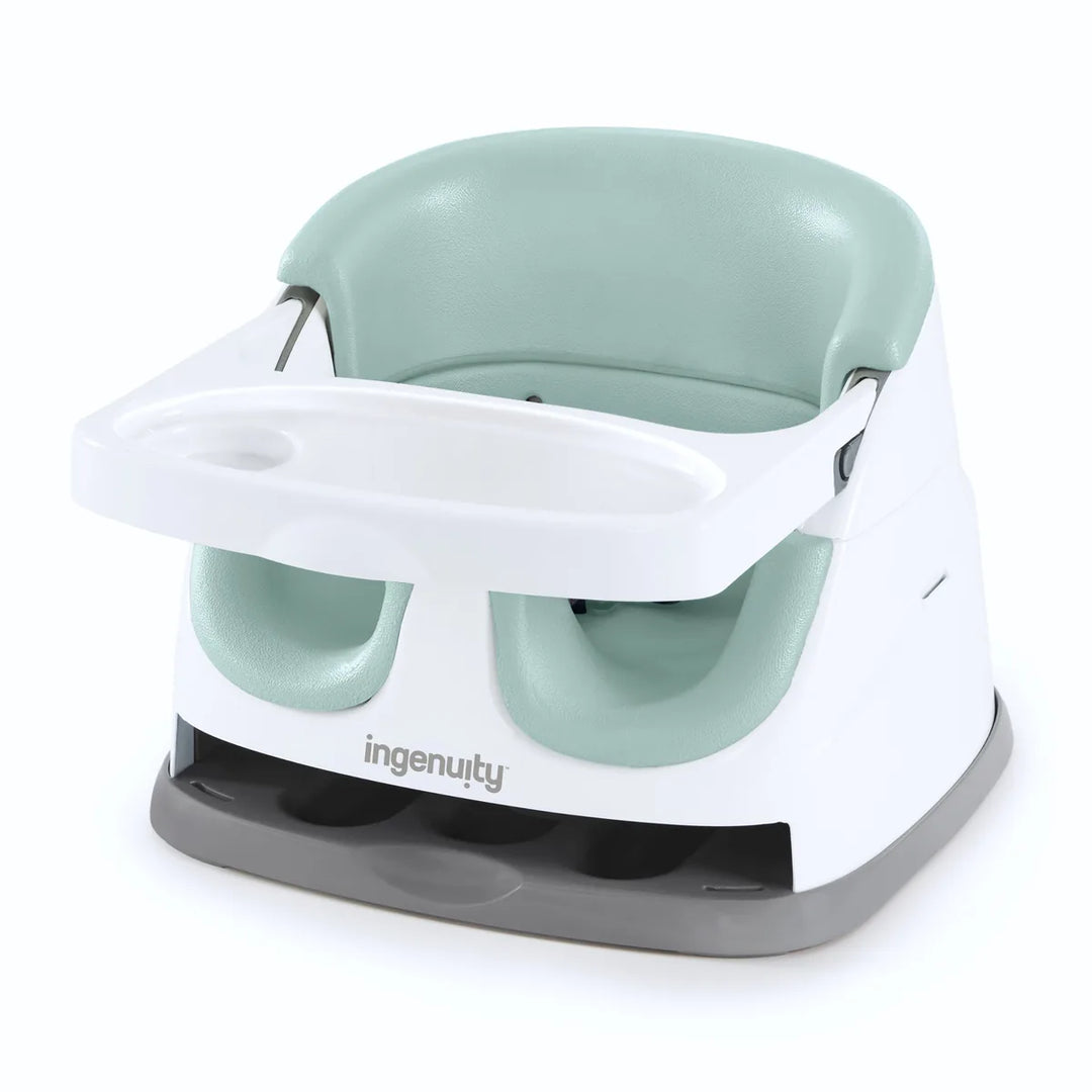 Ingenuity Baby Base 2-in-1 Convertible Booster Seat with Removable Tray, Feeding &amp; Floor Seat, Designed for Mealtime &amp;  Playtime, 6 - 36 months - Mist