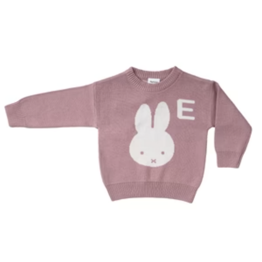 NamelyCo Personalised Miffy Letter Jumper - Rose Bloom