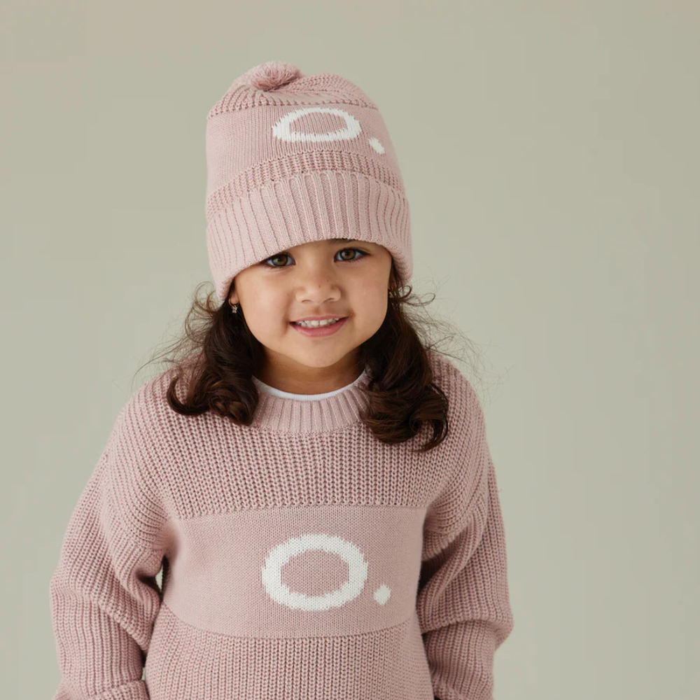 NamelyCo's Chunky Knit Letter Beanie - Ballet