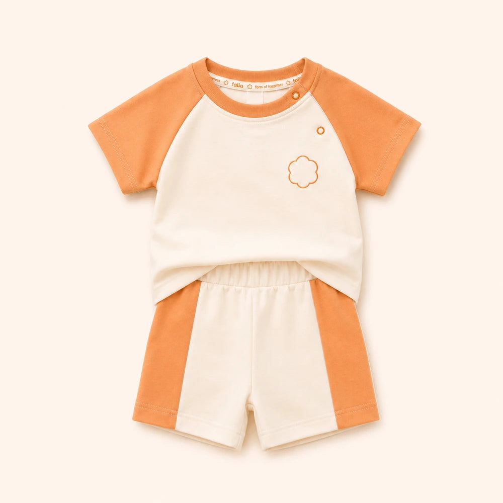Faura Unisex Banana Cotton Signature Co-ord - Ivory / Peach
