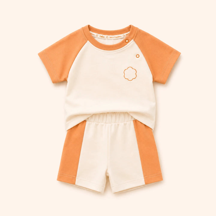 Faura Unisex Banana Cotton Signature Co-ord - Ivory / Peach