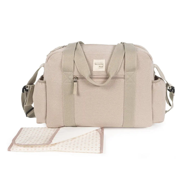 Walking Mum Diaper Bag with Changing Mat, Large Capacity Water-Resistant Bag with Multi-Pocket Organizer, Insulated Bottle Pocket, Shoulder &amp; Stroller Straps - Apricot