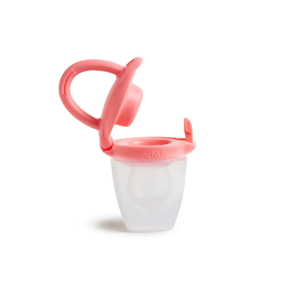 Munchkin Silicone Baby Food Feeder – Self-Feeding Pouch for Purees &amp; Mashed Foods, BPA-Free, 4+ Months - Pink