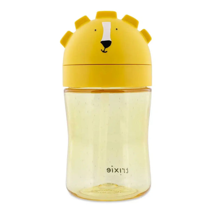 Trixie Straw Cup | Spill-Resistant Tritan™ Drinking Cup with Hygienic Lid &amp; Easy-to-Clean Design for Independent Drinking | 9 Months Onwards | Mr. Lion