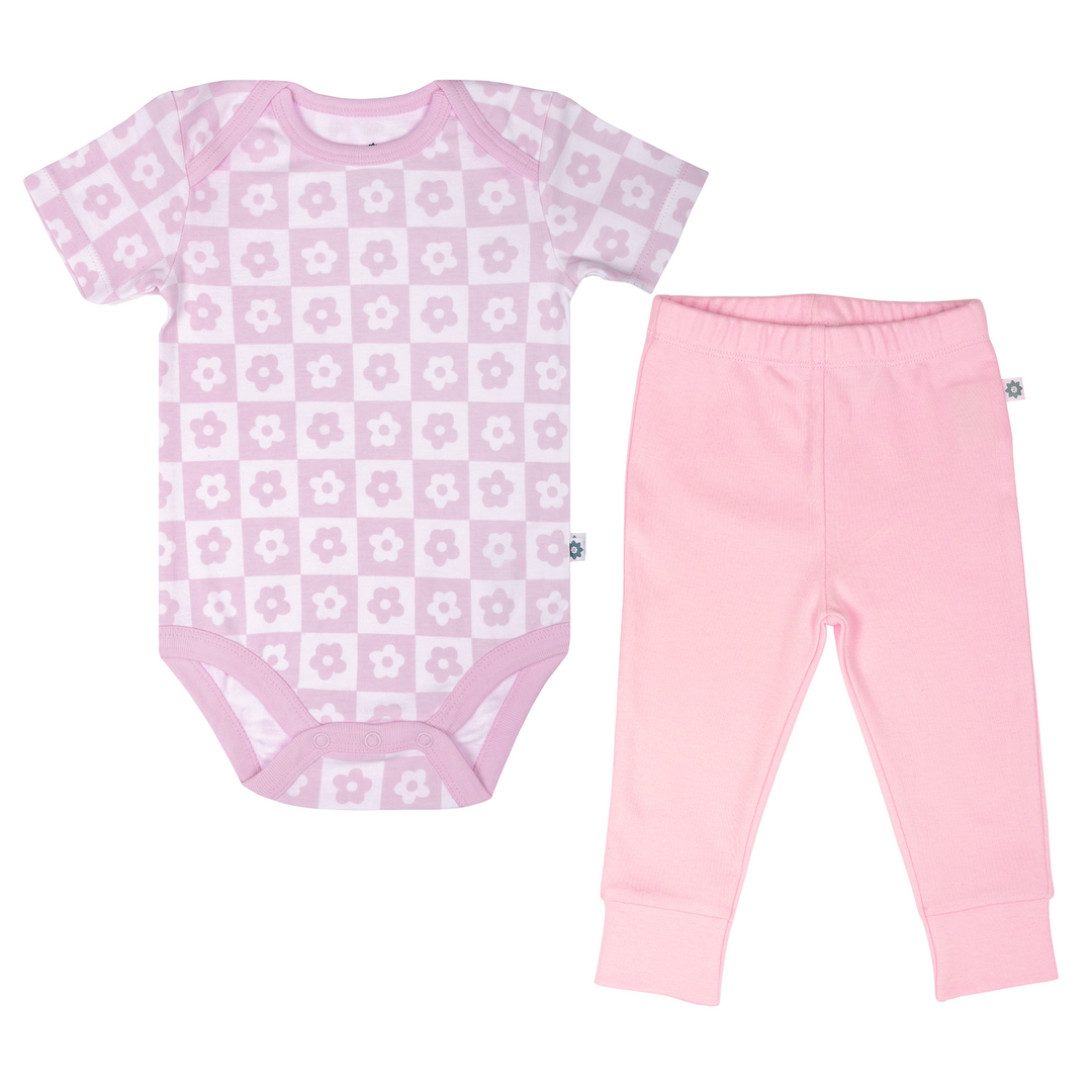 Nintara Baby 100% Cotton Unisex Bodysuit &amp; Pant Set – Baby Bloom (Pack of 1)