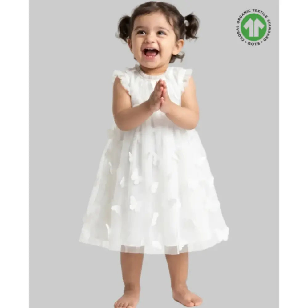 Sweetlime By AS Butterfly Bliss White Tulle Dress - White 12-24 Months
