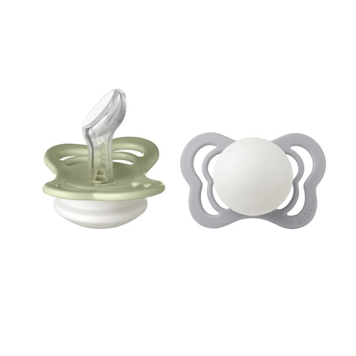 BIBS Glow in the Dark Silicone Orthodontic Nipple Pacifier Size 1 - Pack of 2 (Couture) - Sage &amp; Cloud