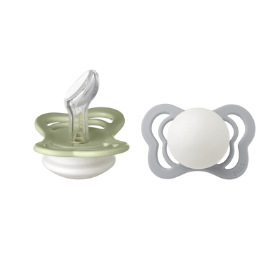 BIBS Glow in the Dark Silicone Orthodontic Nipple Pacifier Size 1 - Pack of 2 (Couture) - Sage & Cloud